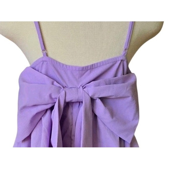 Shein Mod Lavender womans Size 8 medium Bow Tie‎ Blouse Women  100% Polyester - Picture 7 of 10